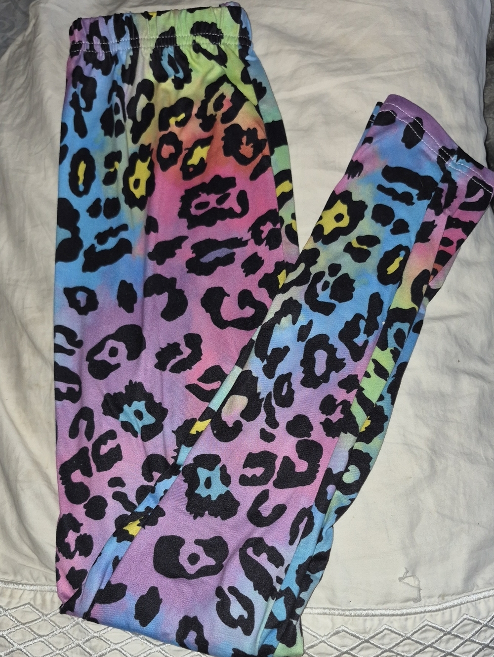 SHEIN Rainbow Leopard Print Kids Leggings - Pink, Purple, Blue, Yellow, Green